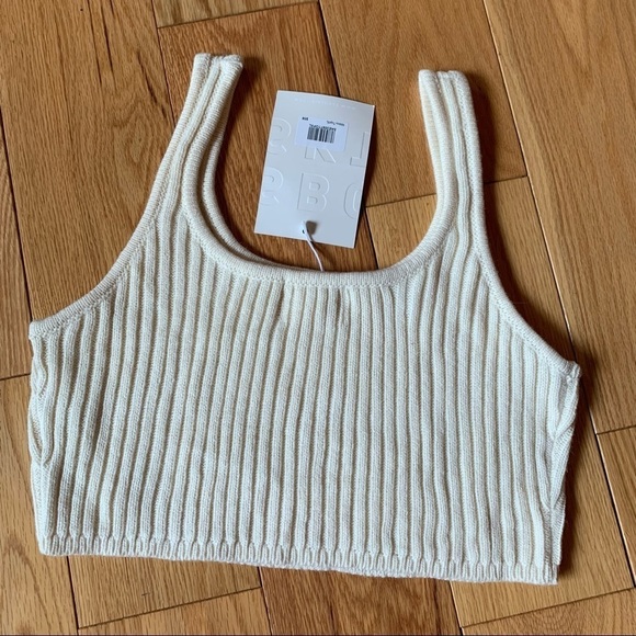 NEW Sabo Skirt Nikkou Knit Crop Tank Top Neutral Cream Neck Acrylic Australia - Picture 5 of 12